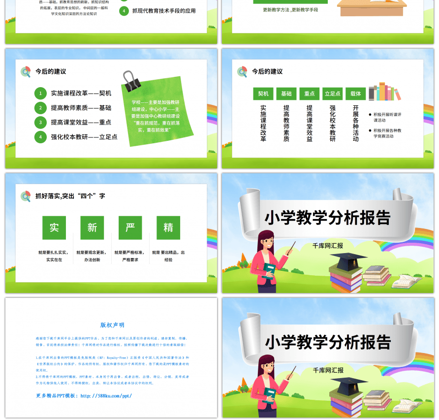 卡通小学教学质量分析报告PPT模板