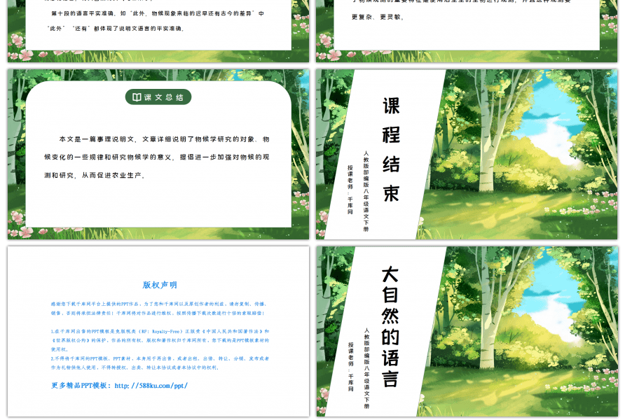 部编版八年级语文下册大自然的语言PPT课件
