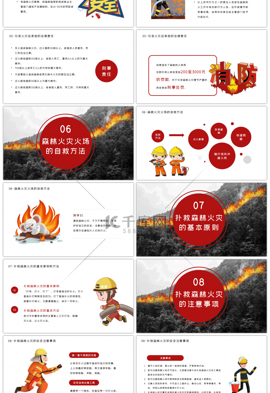 红色森林防火知识宣传PPT模板