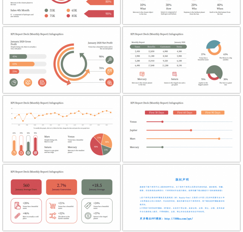 20套暖色系商务PPT图表合集（二）