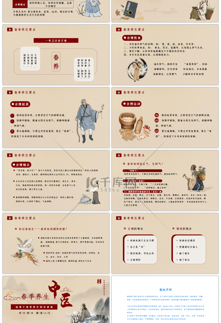 淡黄简约传统春季中医养生知识讲座PPT模板