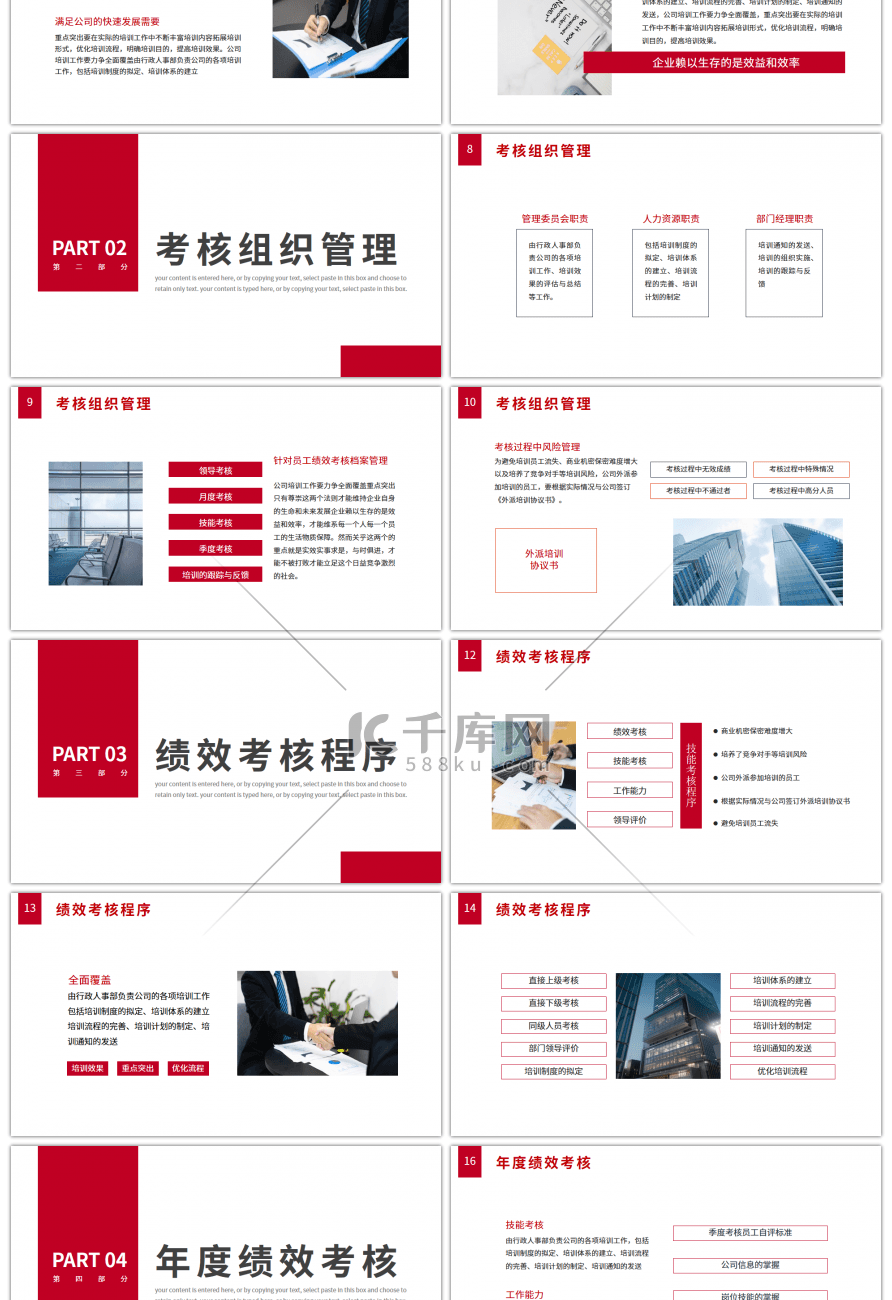 红色简约员工晋升薪资考核报告PPT模板