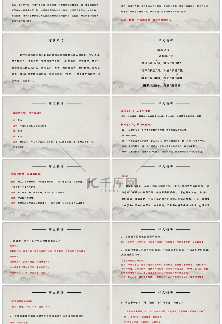部编版九年级语文上册课外古诗词诵读商山早行PPT课件