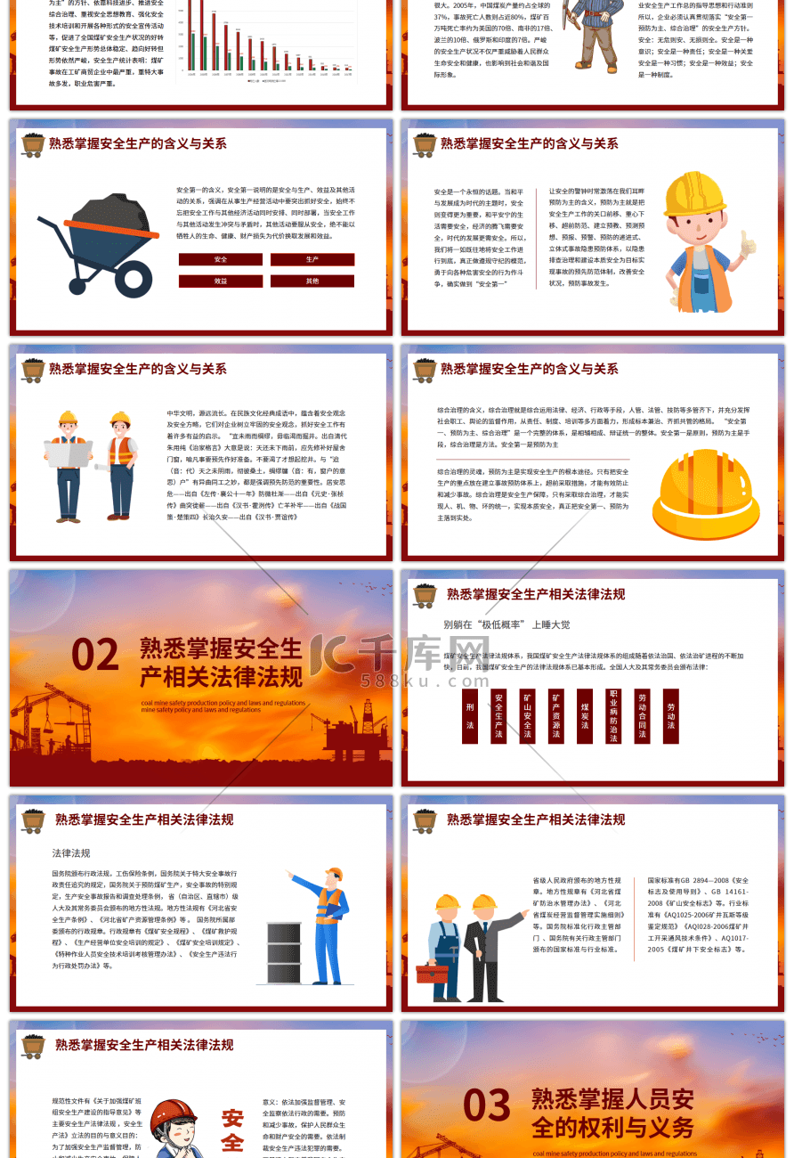 煤矿安全生产方针及法律培训PPT模板