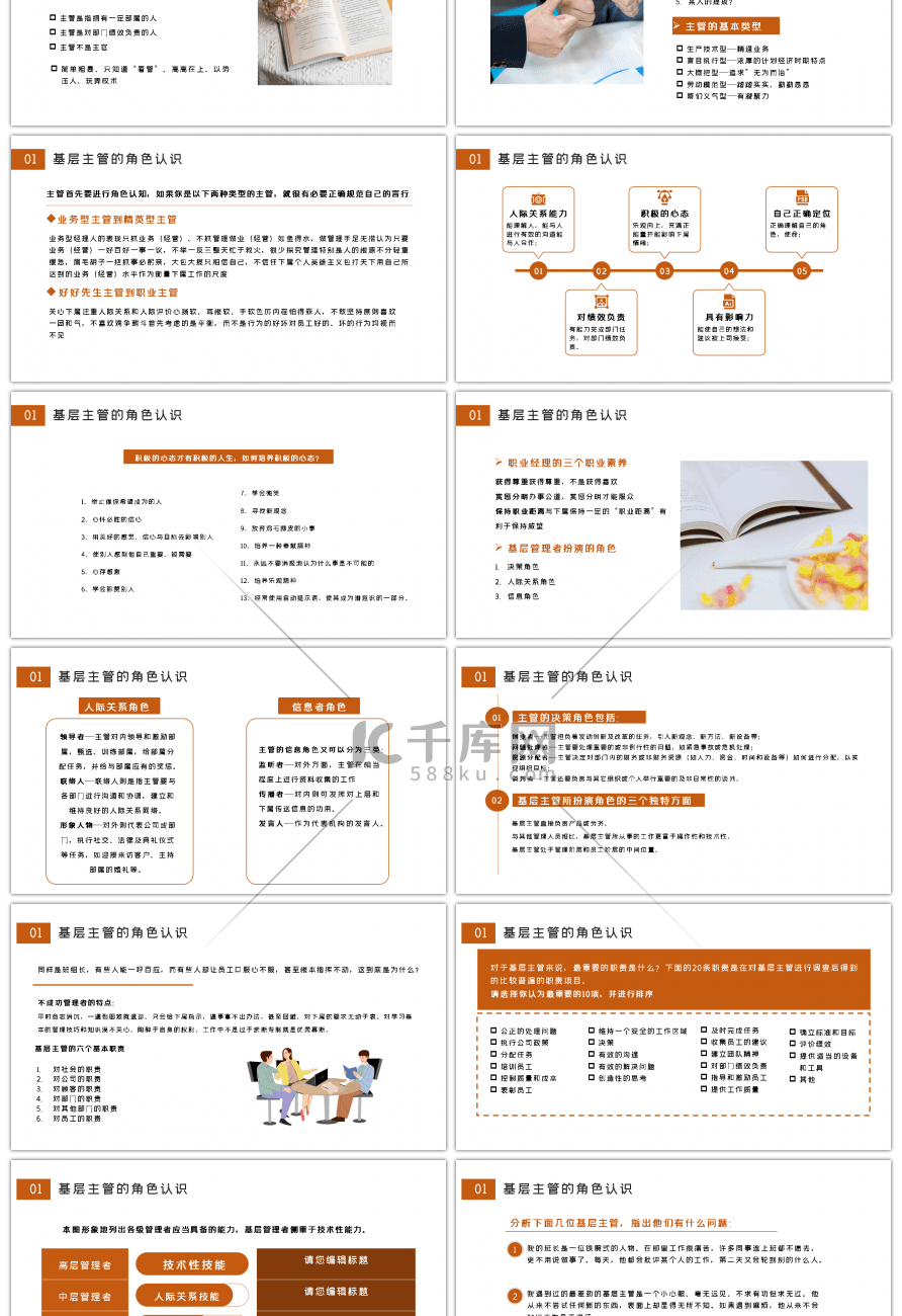 橙色企业管理领导者手册员工培训PPT模板