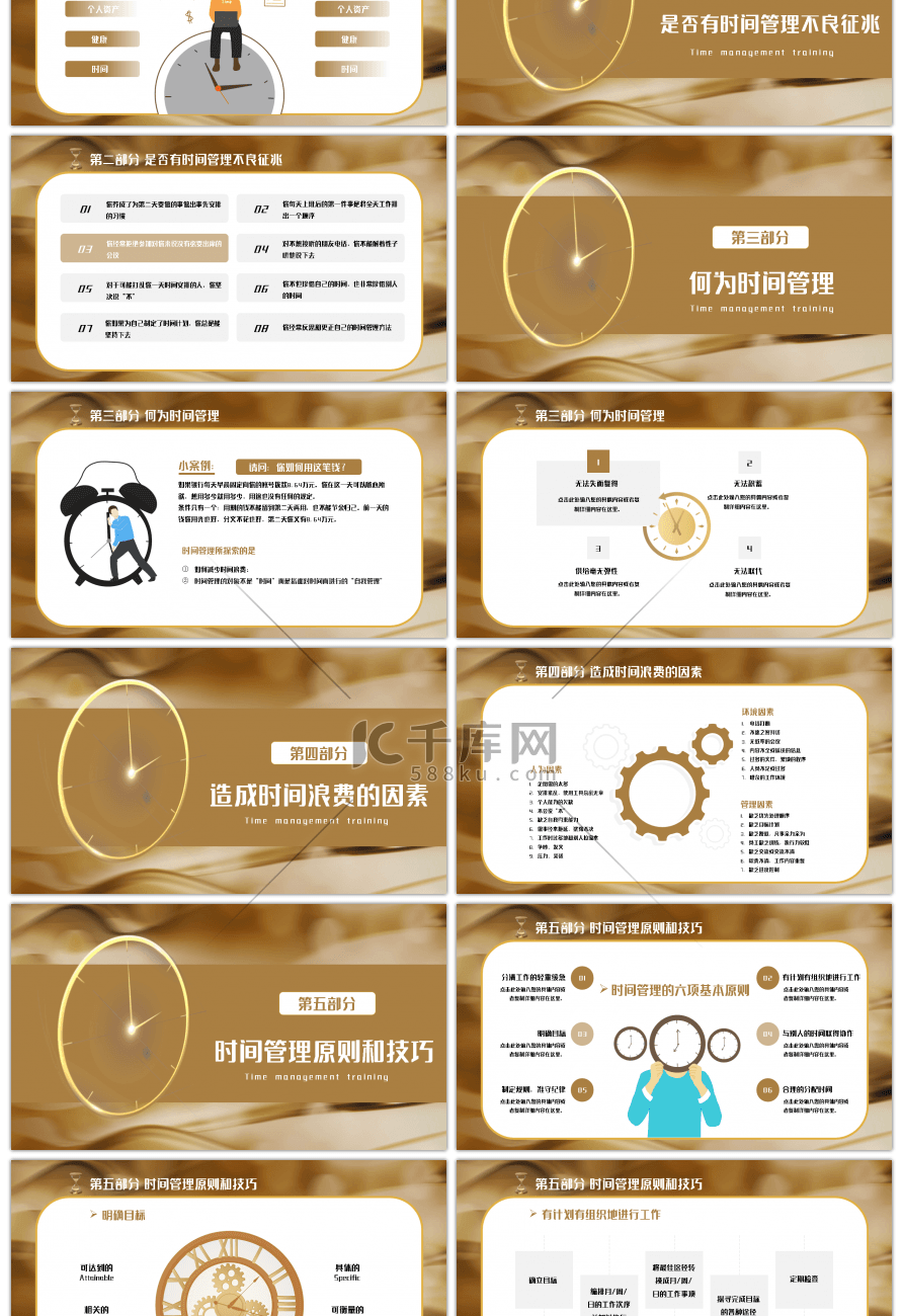 金色商务人力资源部时间管理培训课程PPT模板