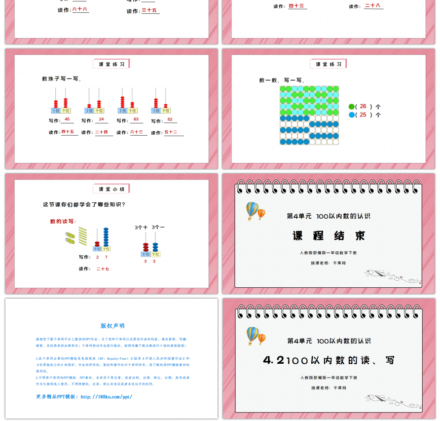 人教版一年级数学下册第四单元100以内数的认识-100以内数的读、写PPT课件