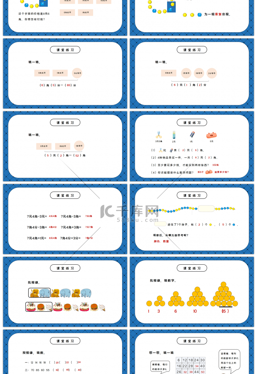 人教版一年级数学下册第五单元认识人民币和找规律PPT课件