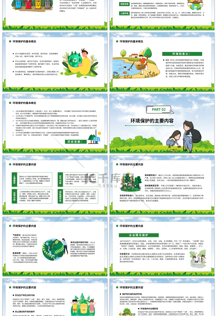 卡通保护环境文明城市主题PPT模板