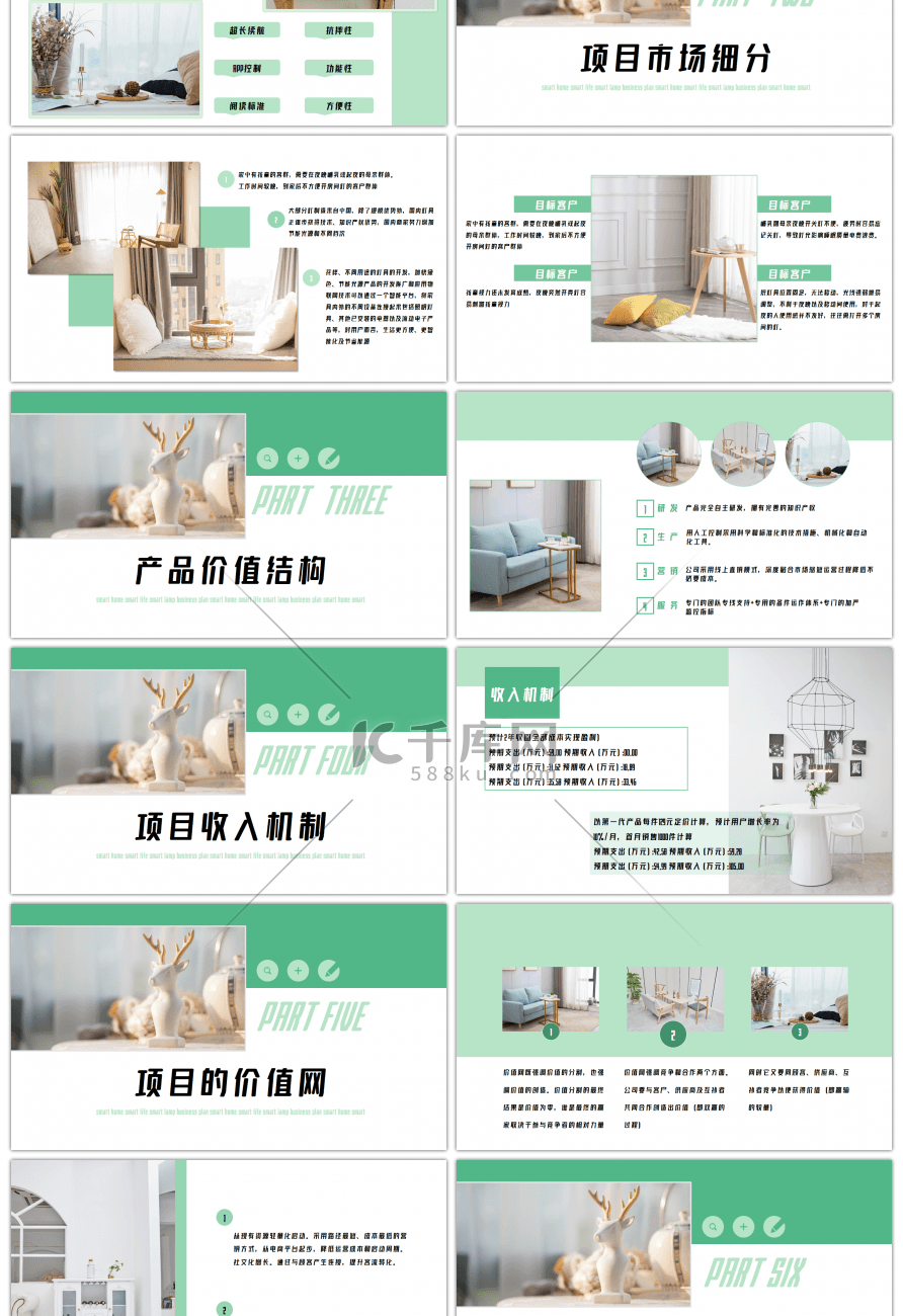 绿色创意智慧家智享生活商业策划PPT模板