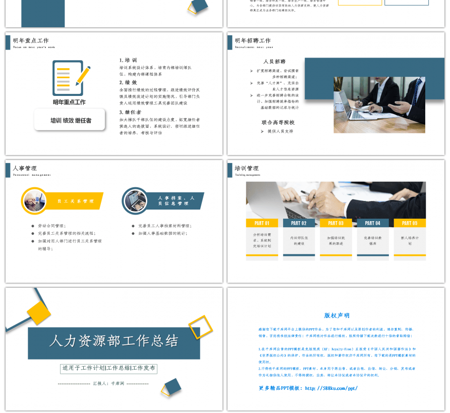 人力资源部工作总结报告PPT模板