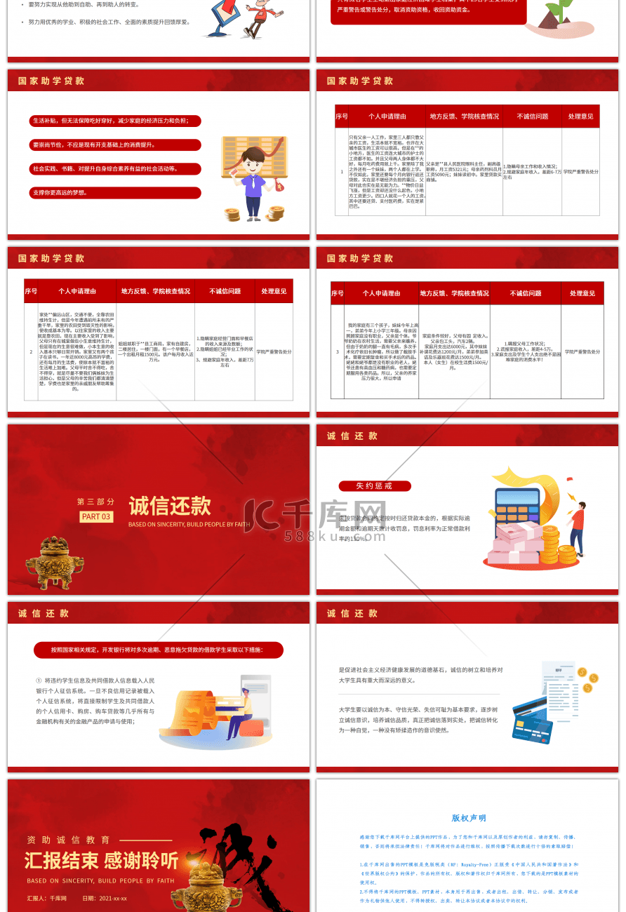 红色以诚为本以信立人培训PPT模板