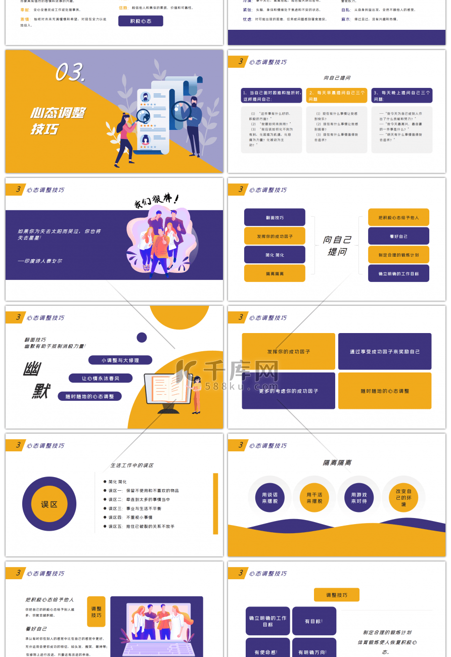 黄色创意员工职业心态知识培训PPT模板