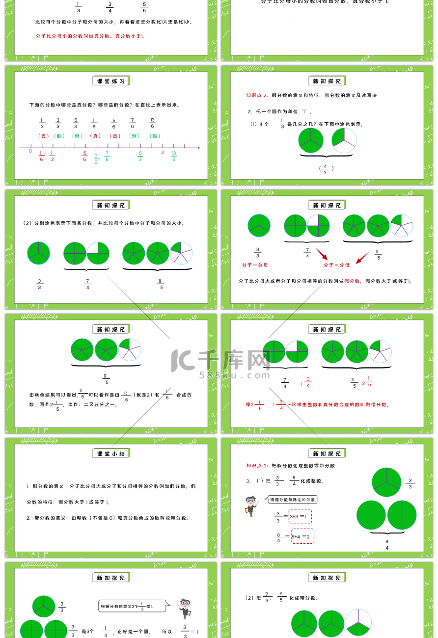 人教版五年级数学下册第四单元分数的意义和性质-真分数与假分数PPT课件