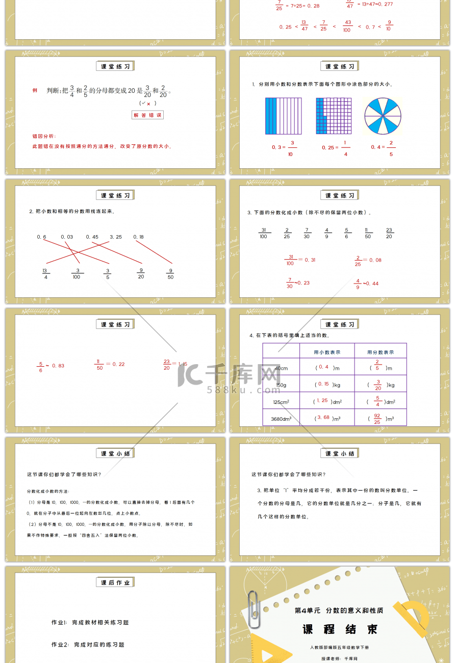 人教版五年级数学下册第四单元分数的意义和性质-分数与小数的互化PPT课件