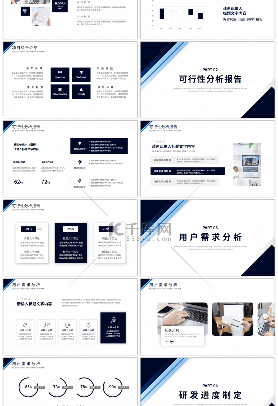 蓝色商务风商业项目计划书PPT模板