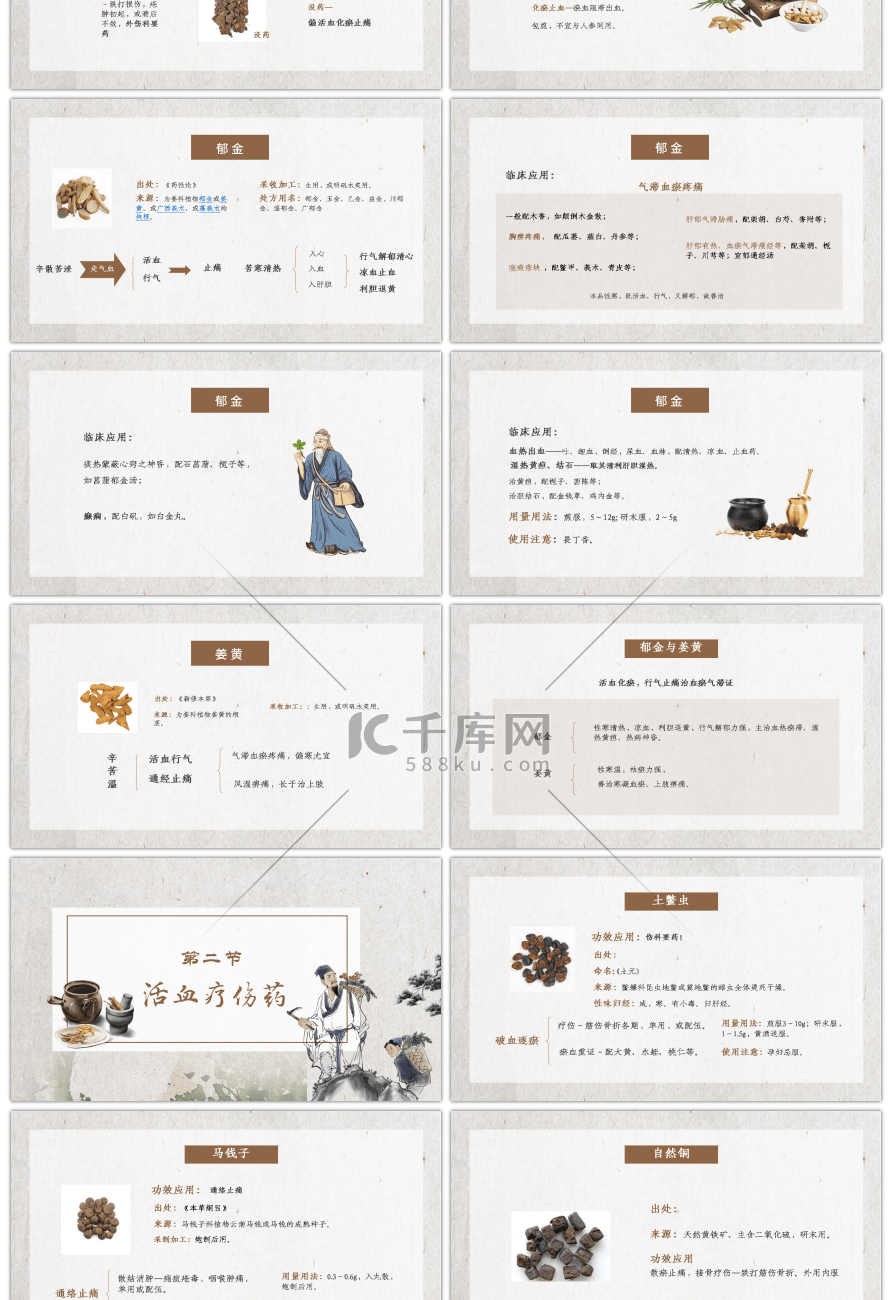 复古风中药学教育课件PPT模板