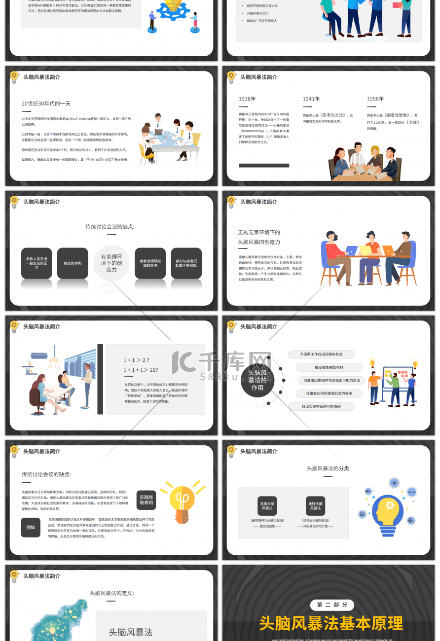 黑色头脑风暴法企业培训课件PPT模板
