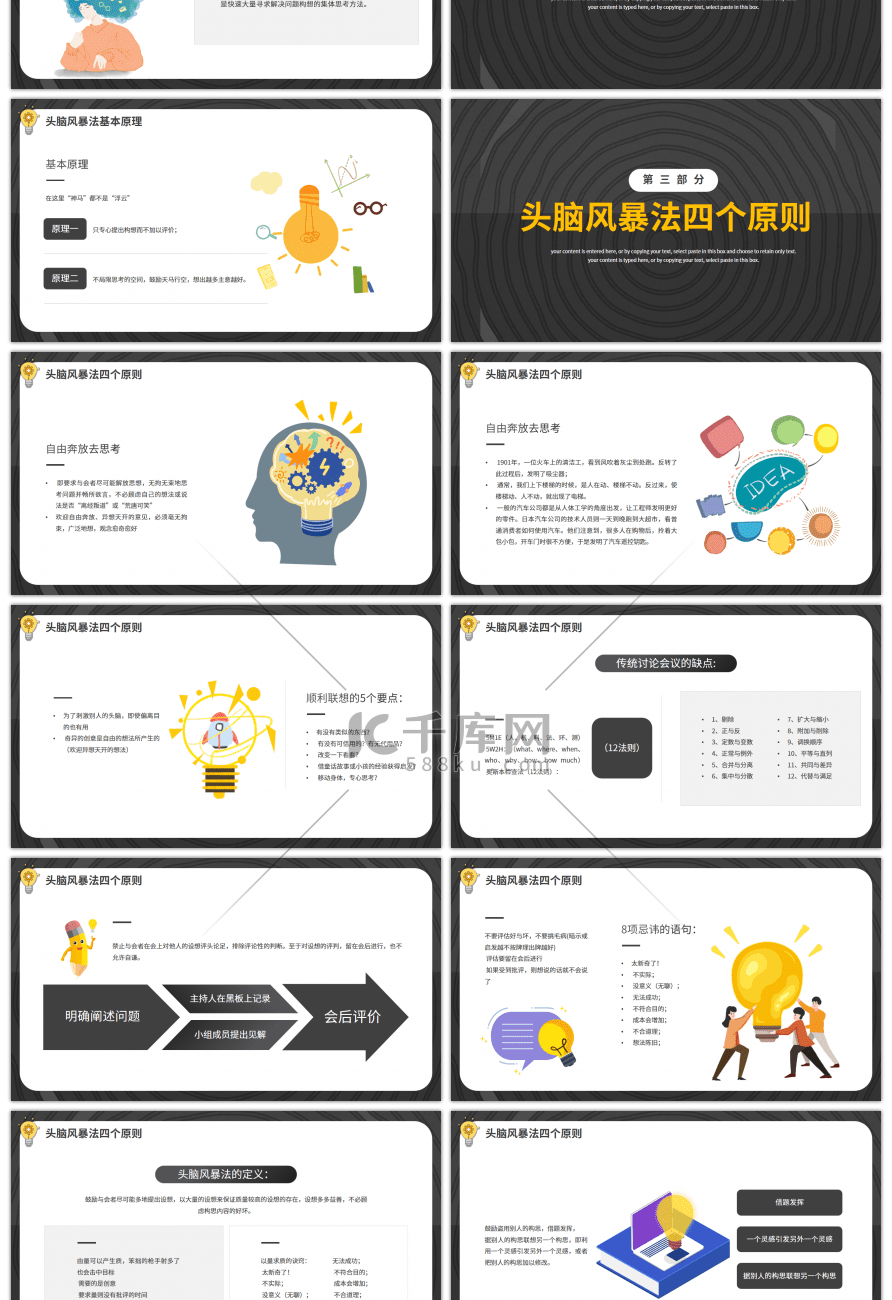 黑色头脑风暴法企业培训课件PPT模板