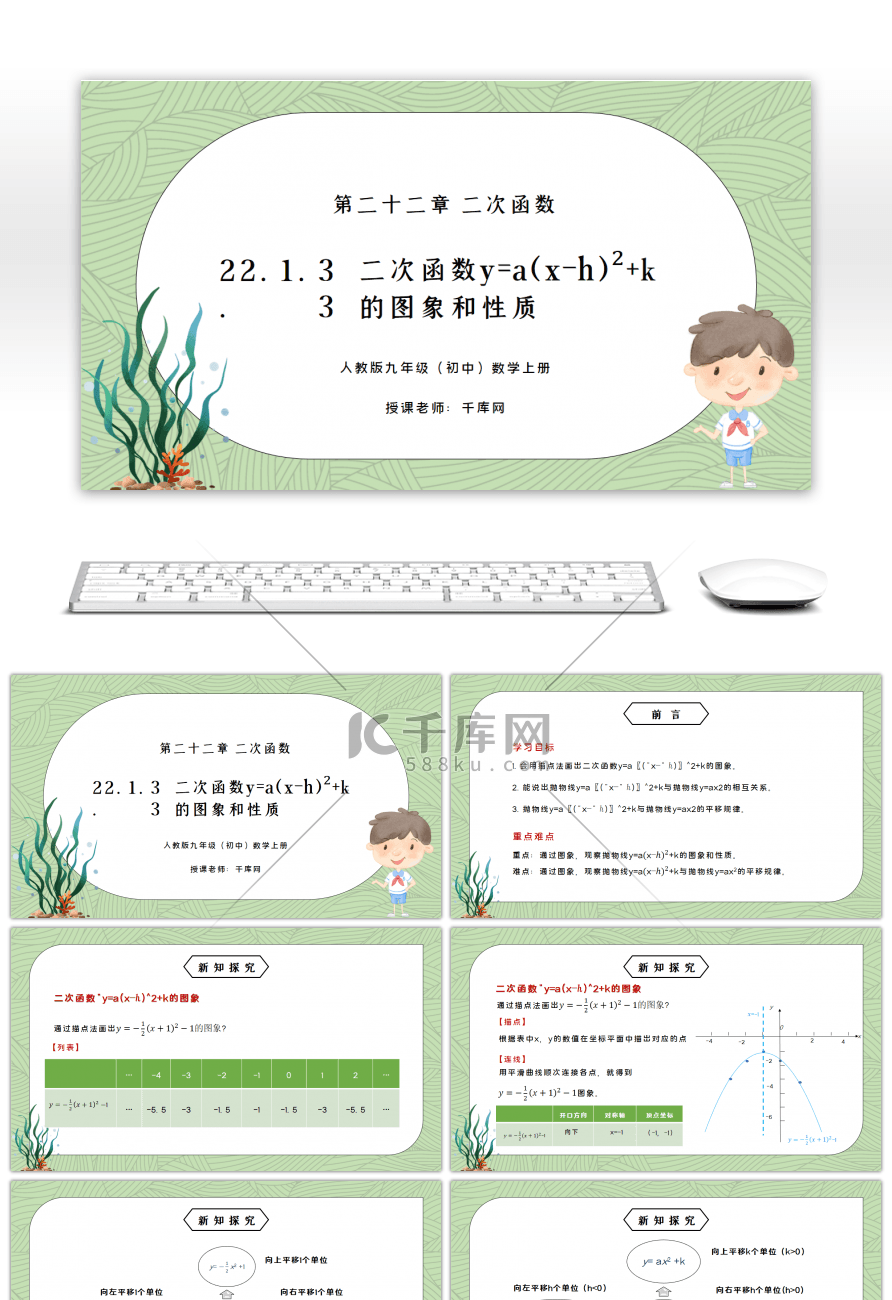 人教版九年级初中数学上册第二十二章二次函数-二次函数y=a(x-h)2+k 的图象和性质PPT课件