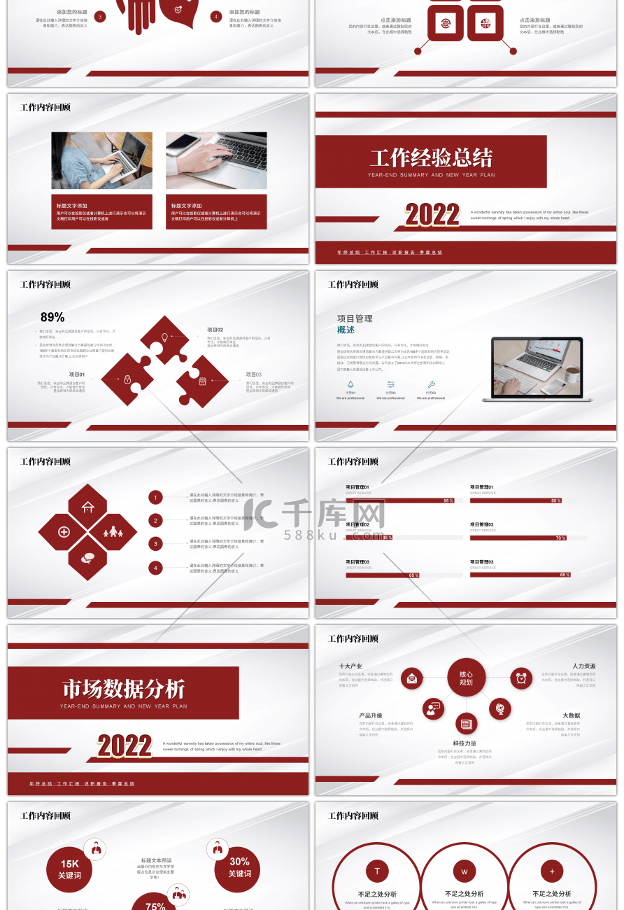 红色商务2022年终总结暨新年计划PPT模板