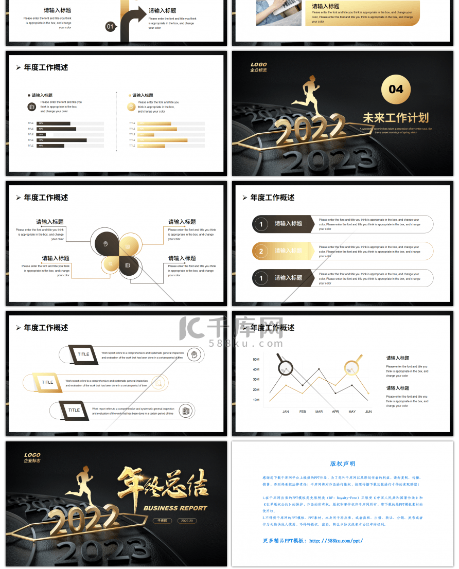 黑金质感商务2022年终总结PPT模板