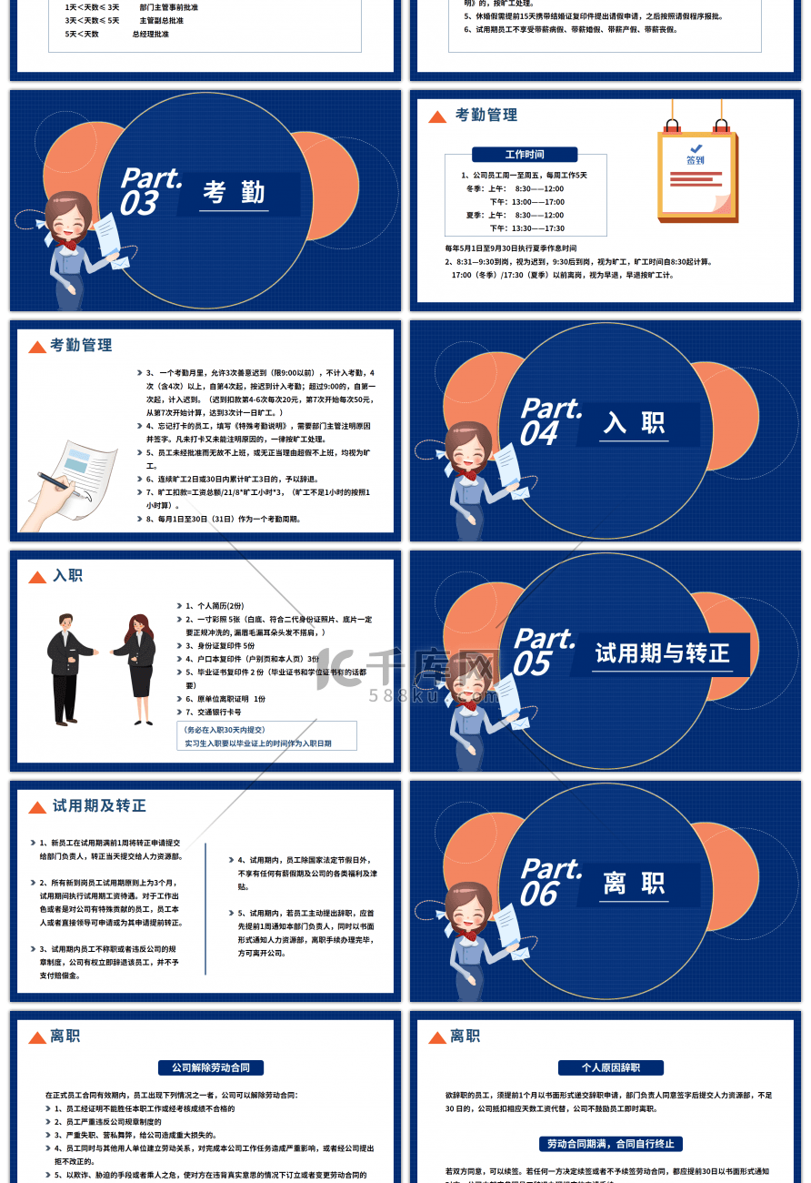 蓝色商务企业人事管理制度学习PPT模板