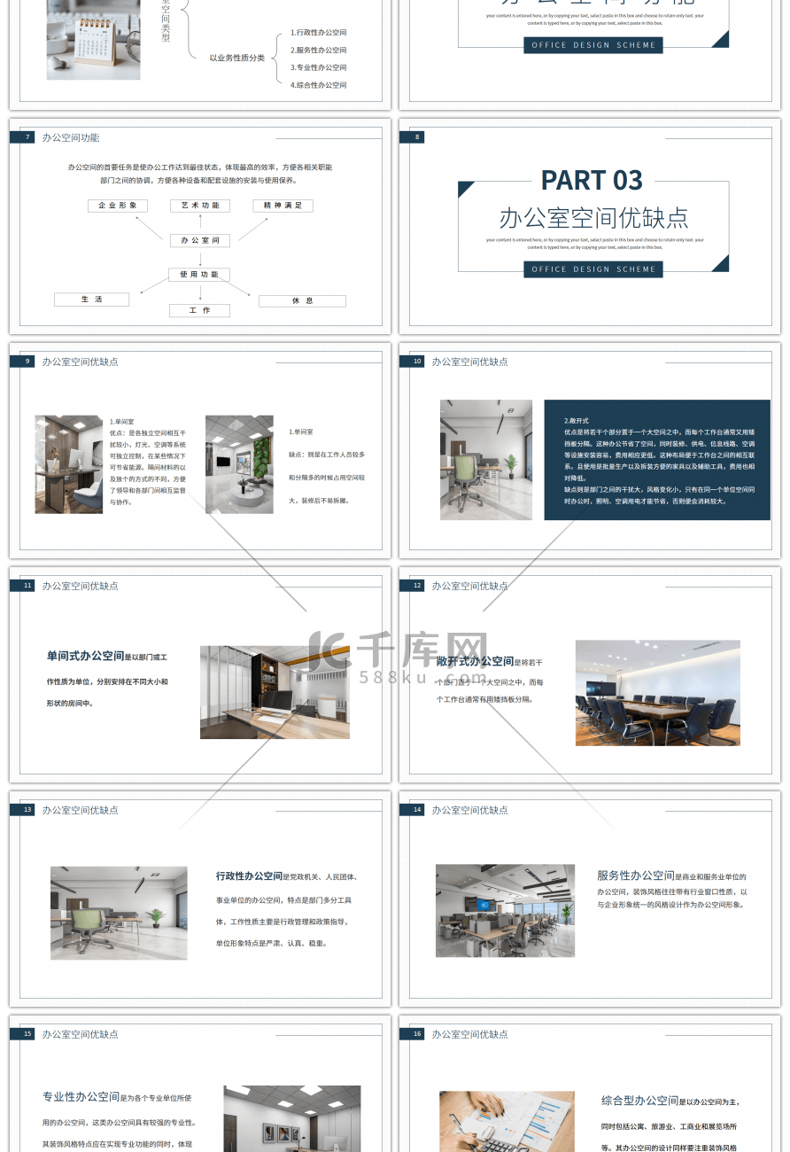 简约风办公室设计方案分析PPT模板