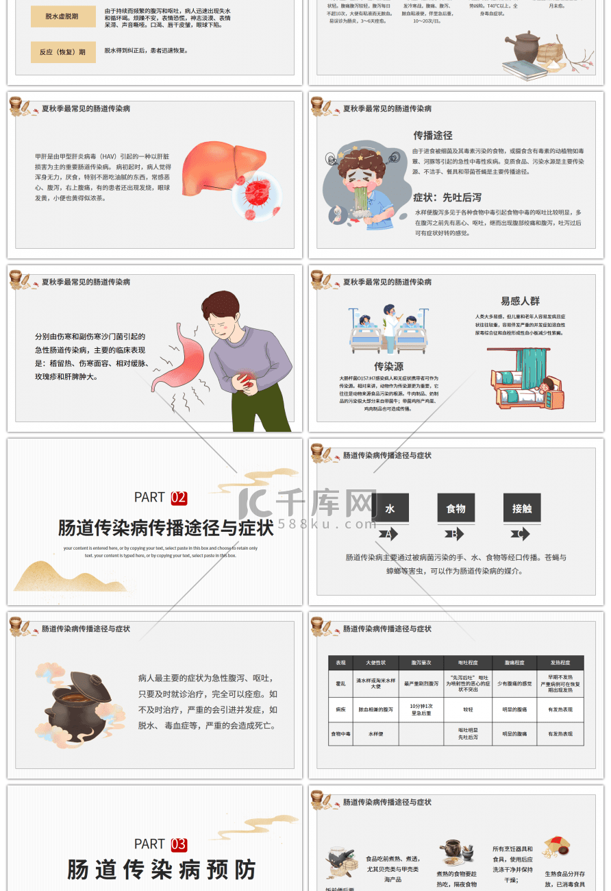 传统中式秋季常见病预防知识PPT模板