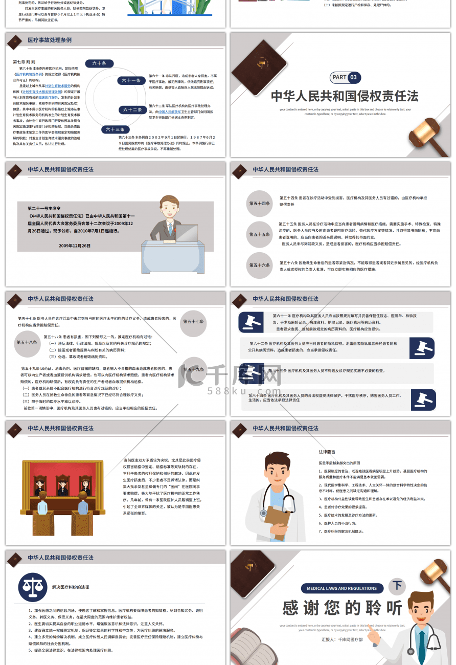医疗法律法规培训课件（下）PPT模板