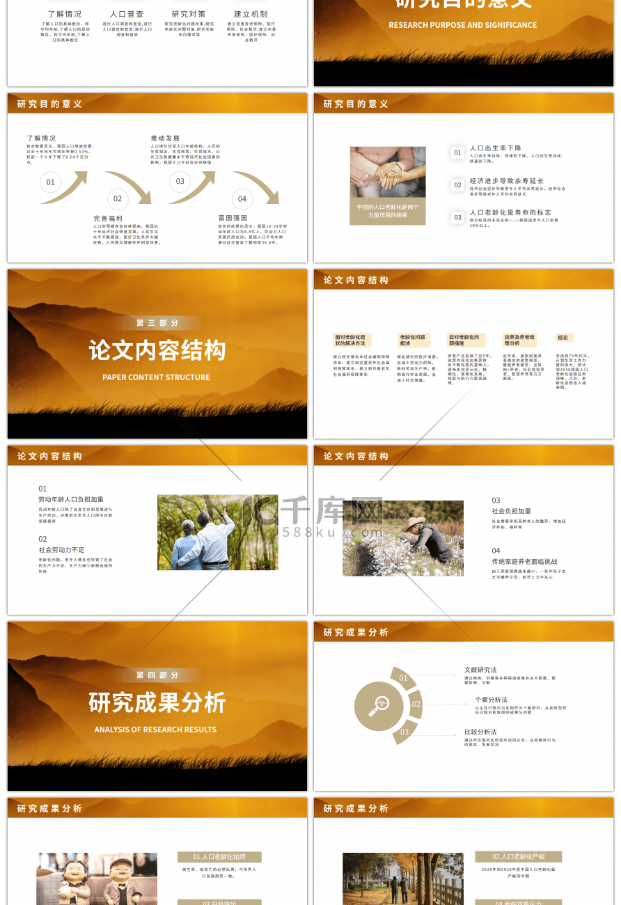 社会老龄化研究开题报告PPT模板