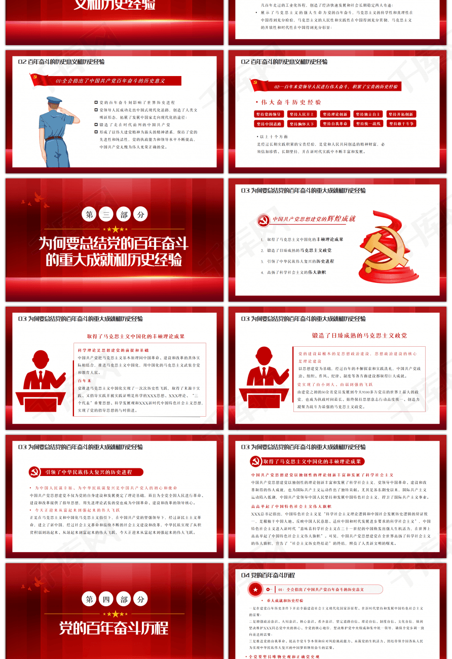 红色学习解读公报决议ppt模板