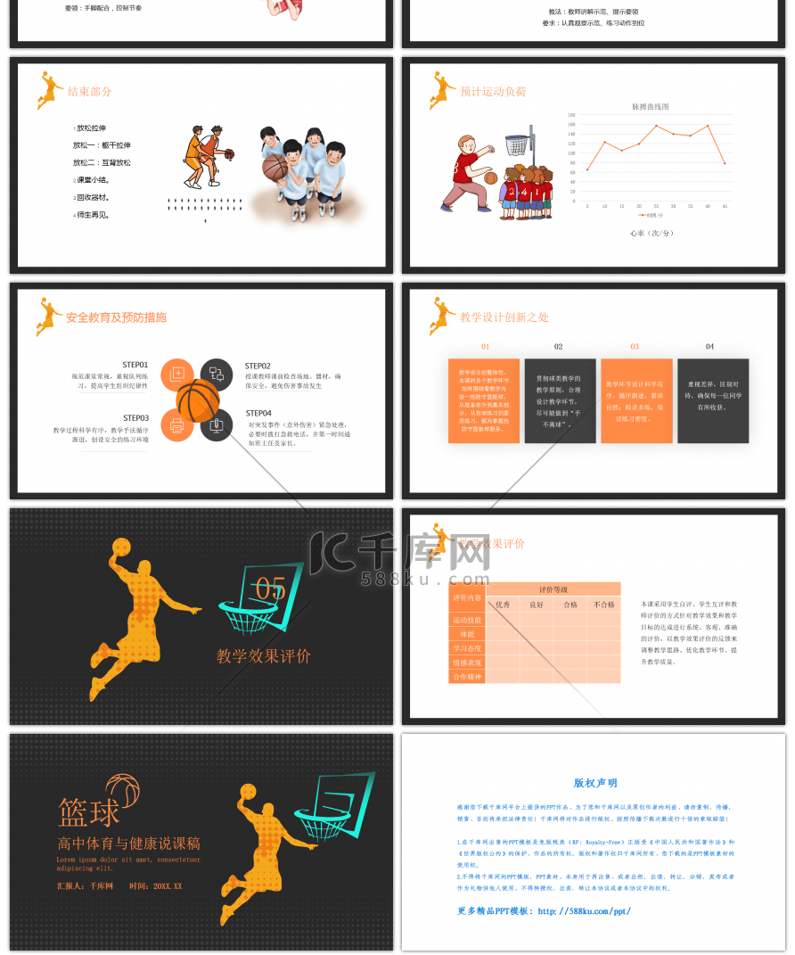 篮球高中体育与健康说课课件PPT模板