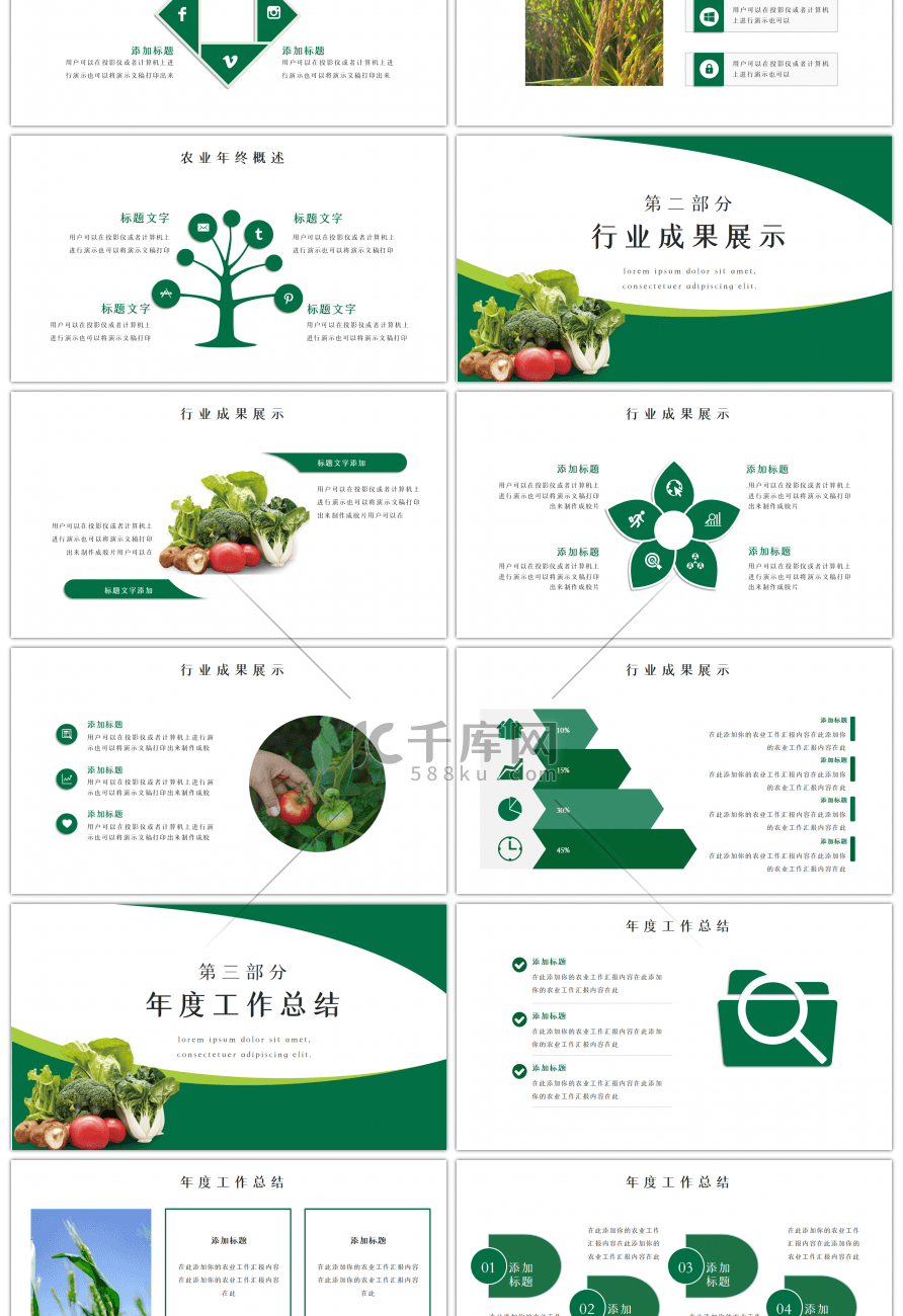 绿色农业行业年终总结PPT模板