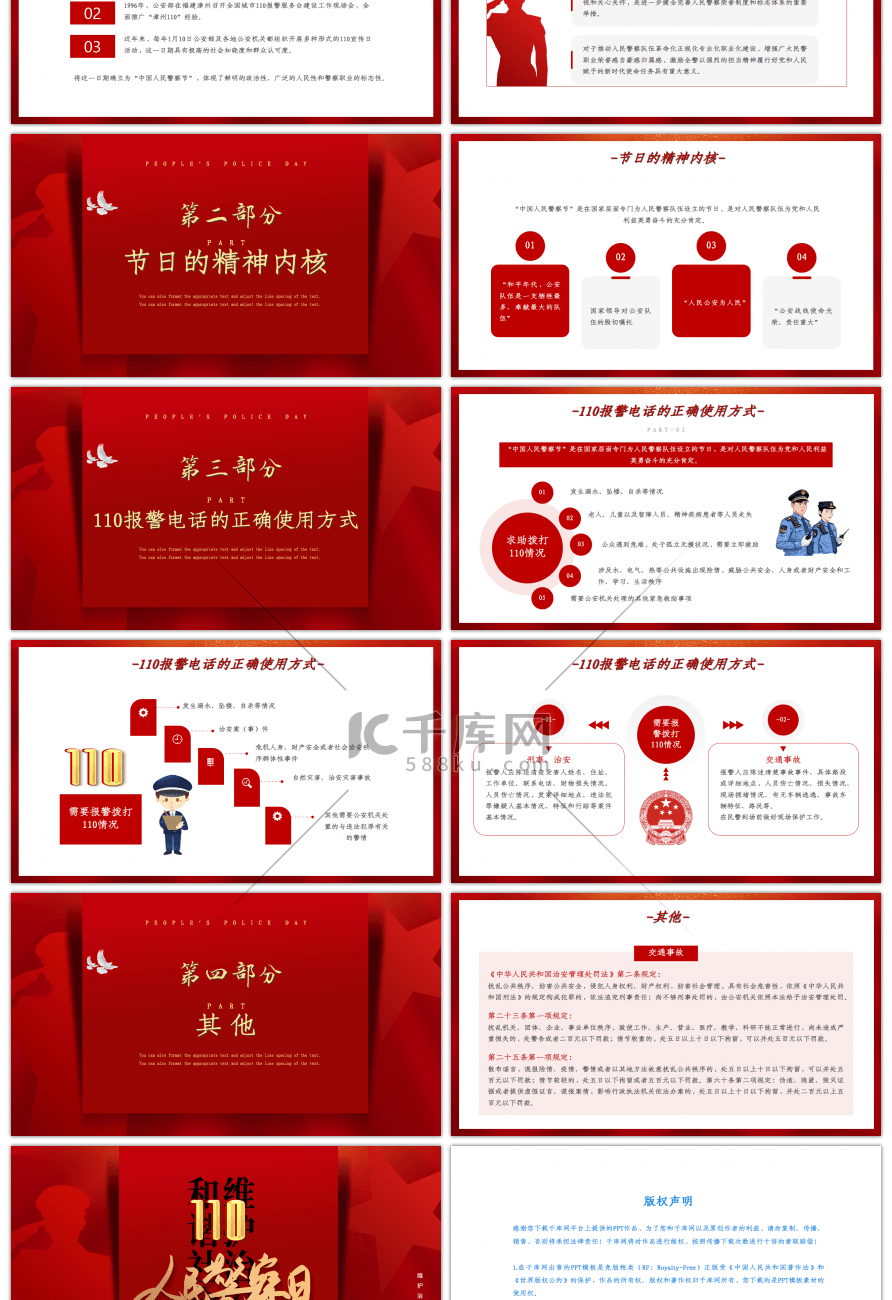 红色人民警察日宣传介绍PPT模板