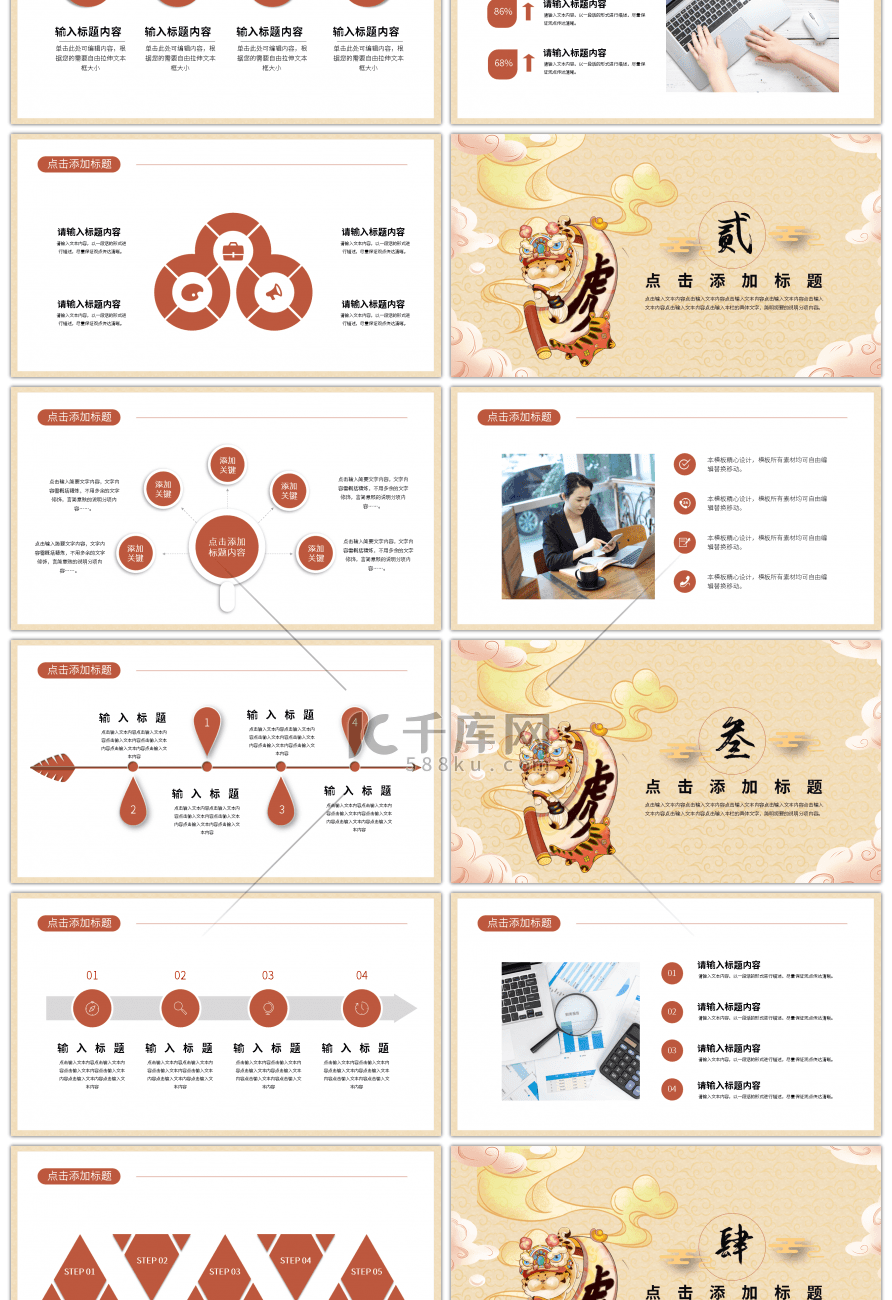 橙黄色2022国潮虎年工作总结汇报PPT