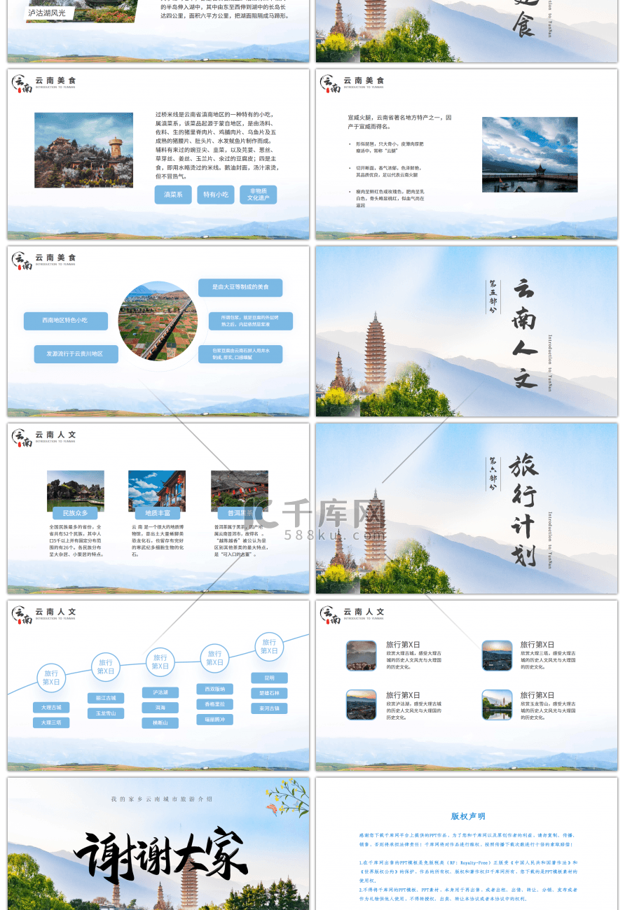 我的家乡云南城市旅游介绍PPT模板
