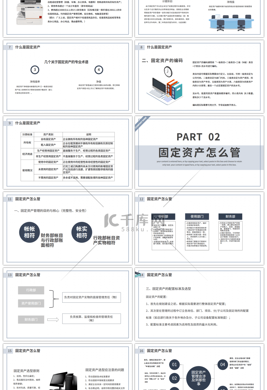 扁平商务企业固定资产管理培训PPT模板