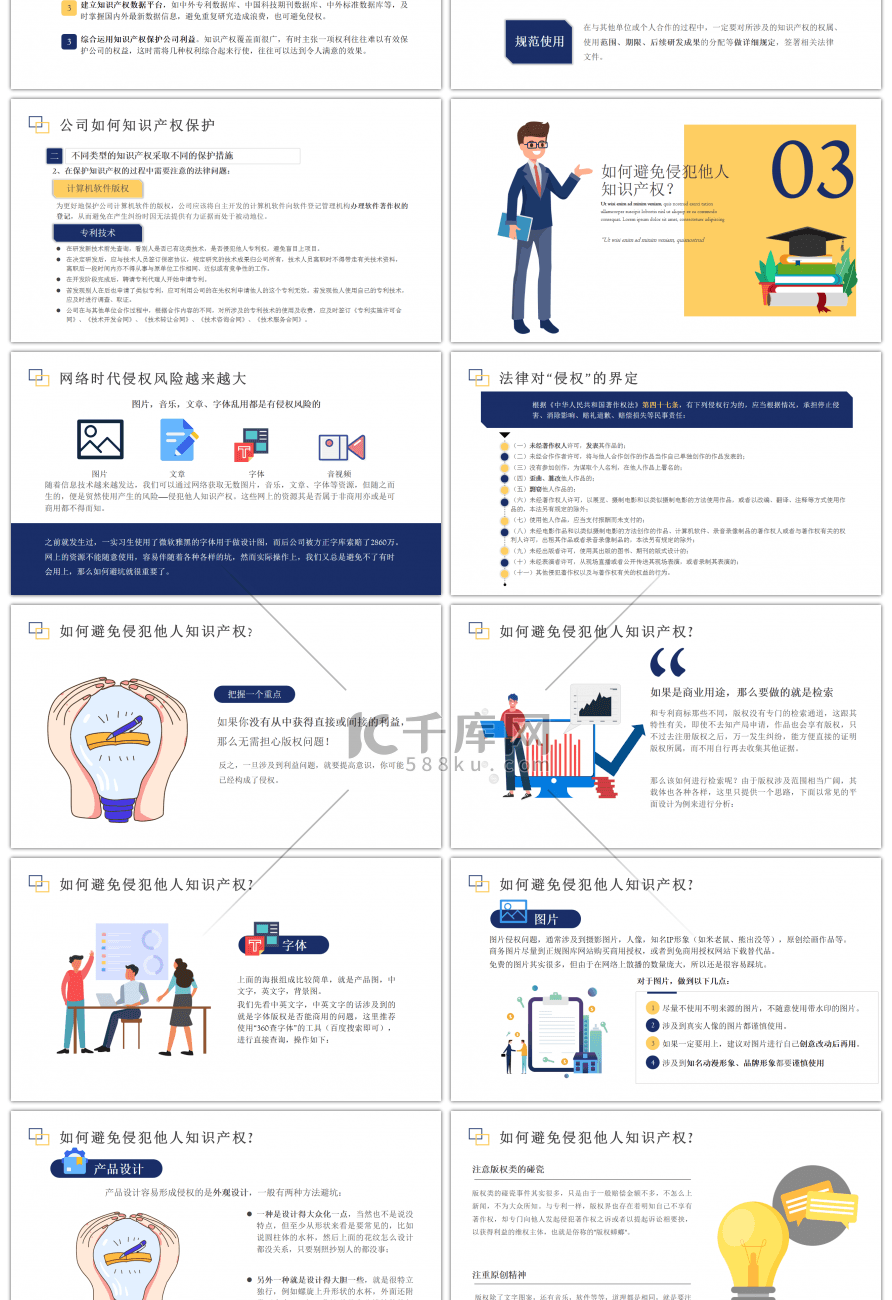 蓝色简约知识产权应知应会PPT模板