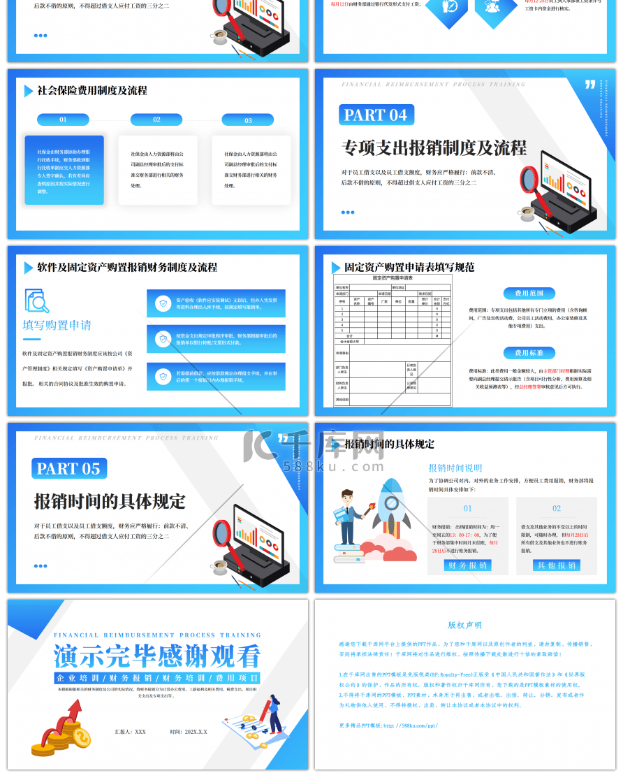 蓝色财务报销流程培训PPT模板