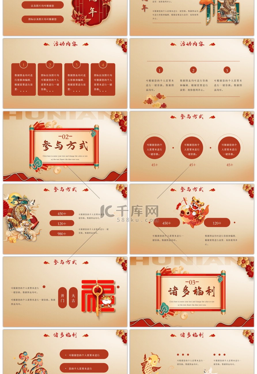 红色中国风福气虎年活动策划PPT模板