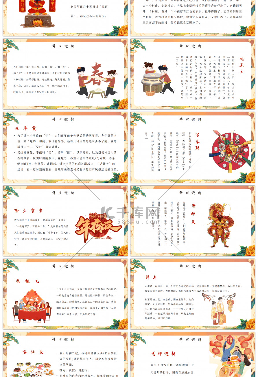传统中国风新年贺新春节日介绍PPT模板