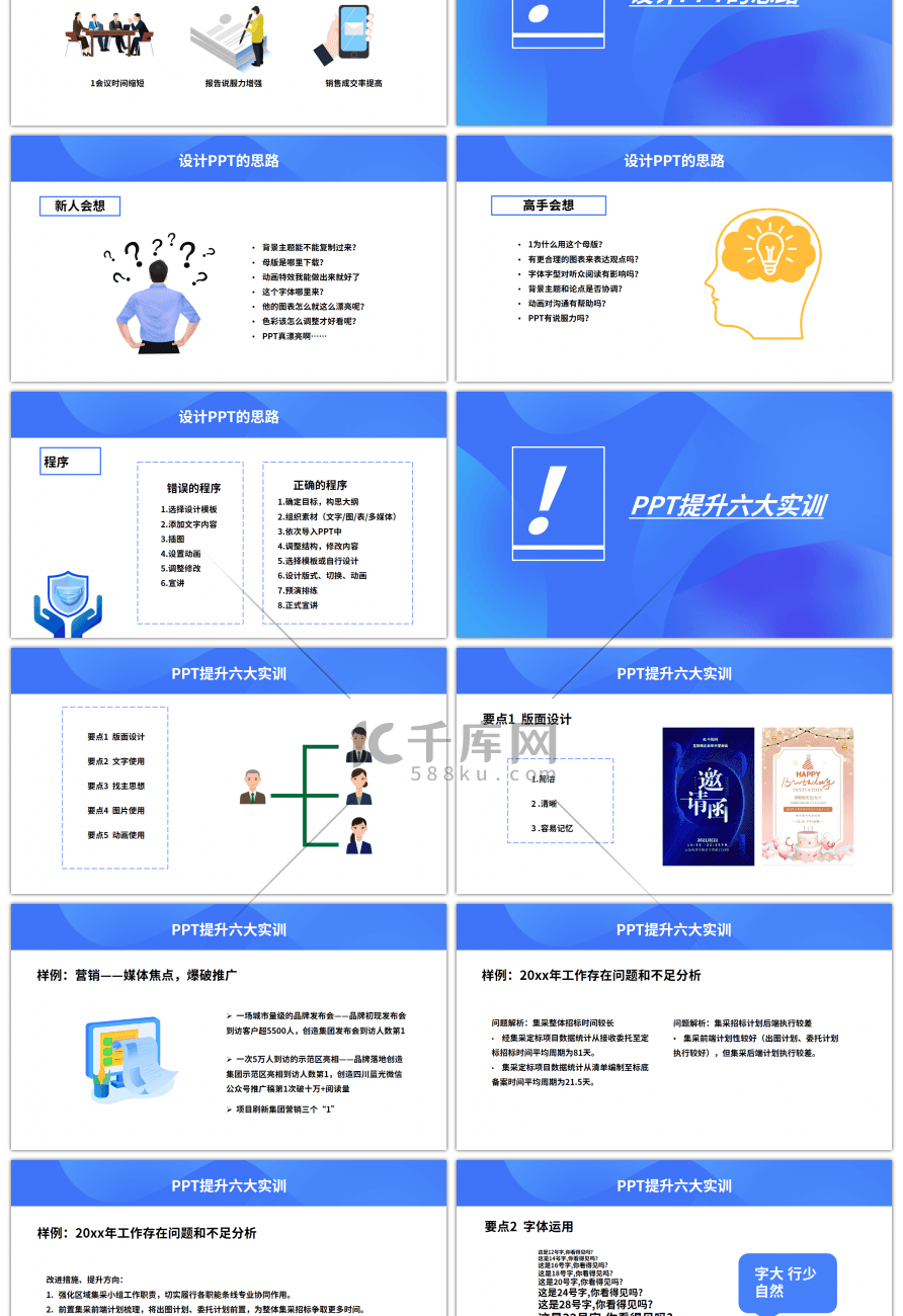 蓝色创意PPT制作技巧模板