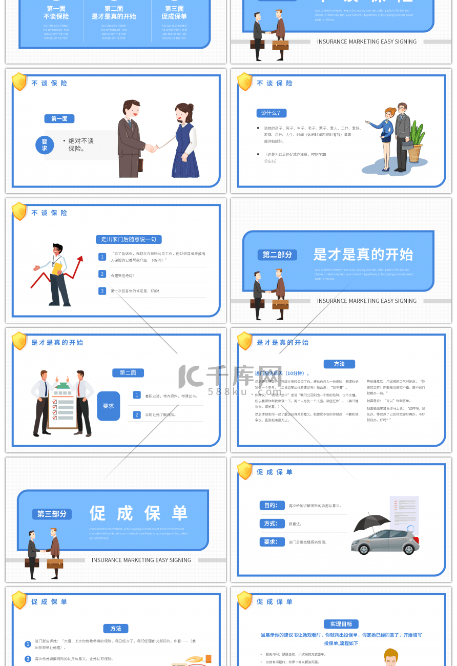保险营销轻松签单三部曲销售培训PPT模板