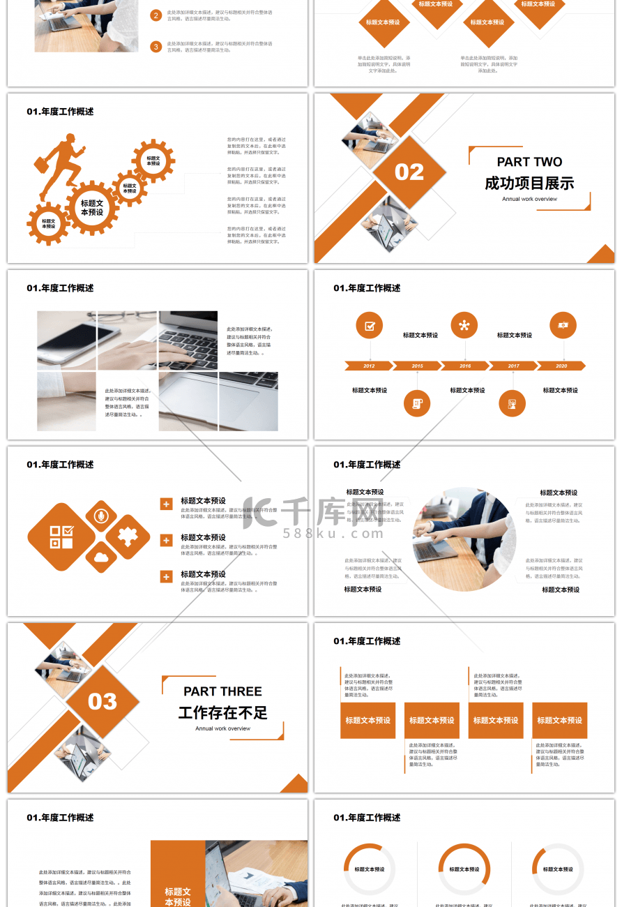 橙色商务企业工作总结PPT模板