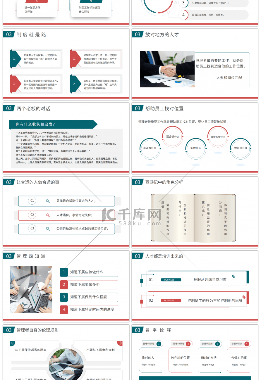 红绿色管理者如何带好团队培训蓝色简约PPT模板