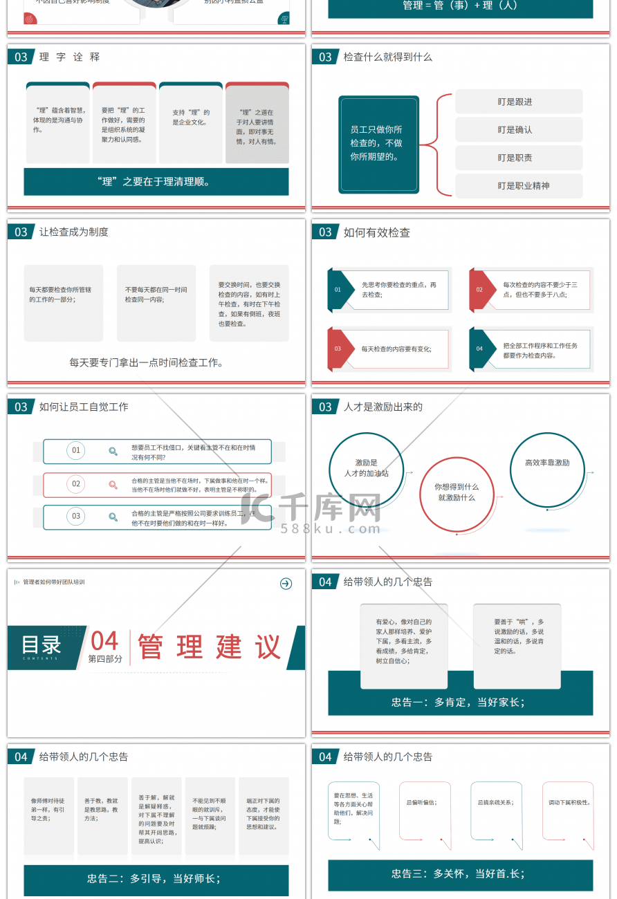 红绿色管理者如何带好团队培训蓝色简约PPT模板