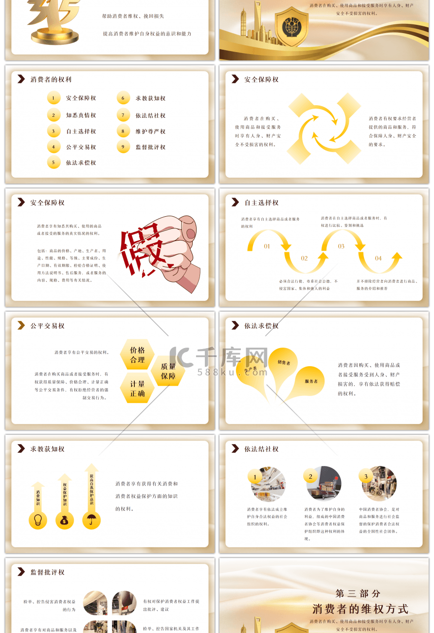 浅色消费者权益保护日宣传讲座PPT模板