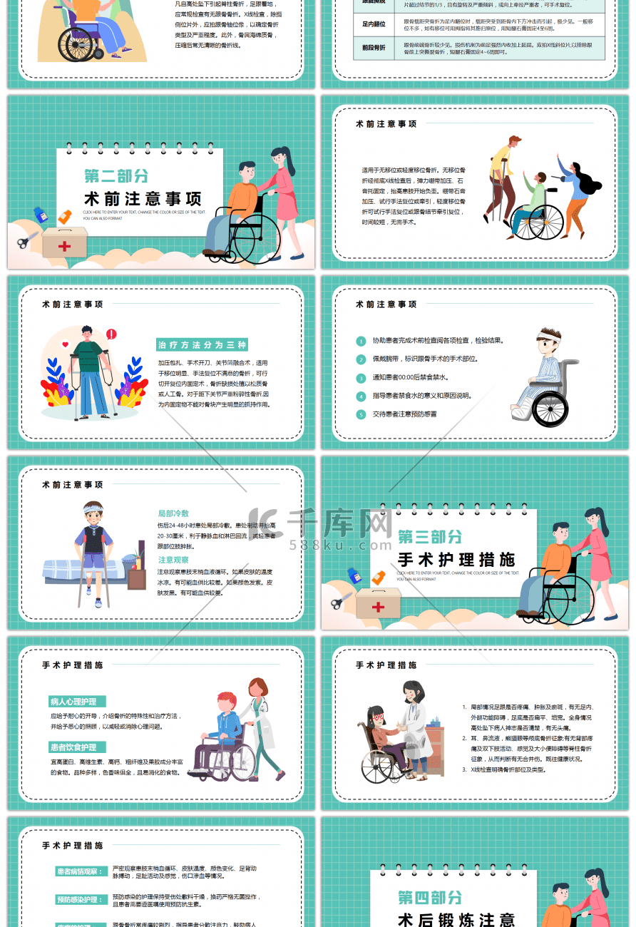 卡通风骨折患者护理医疗宣传PPT模板