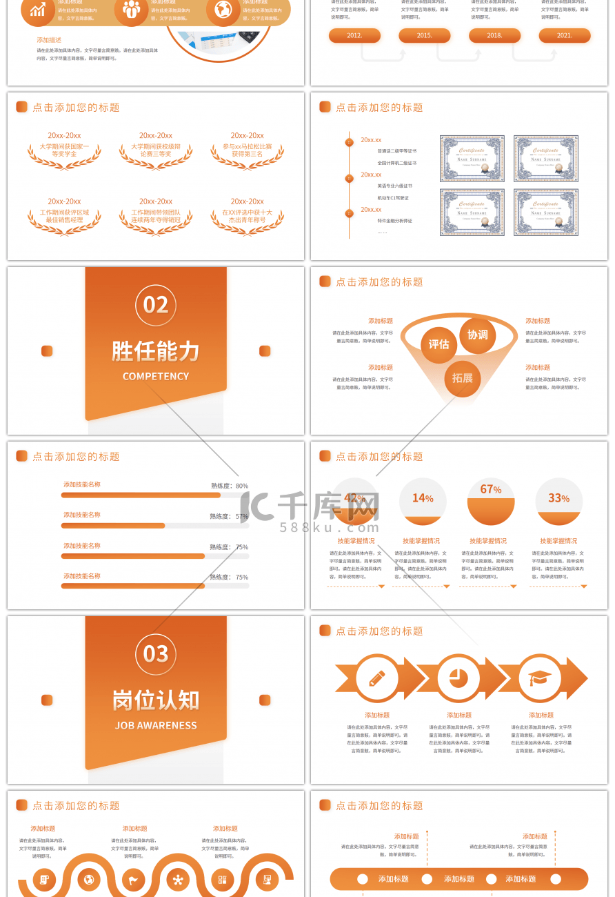 橙色渐变个人竞聘述职简历PPT模板